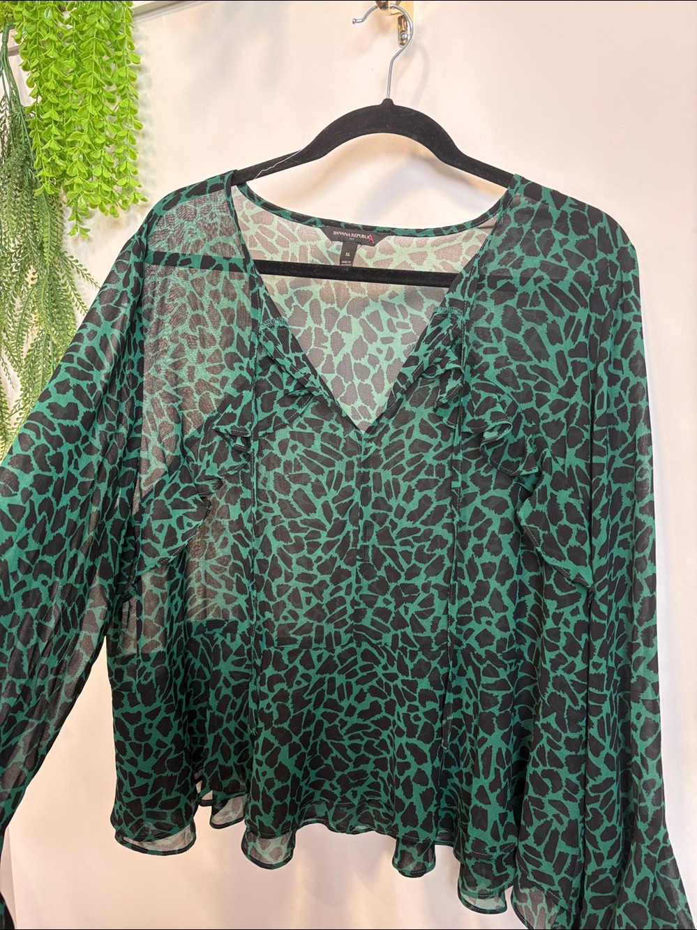 Banana Republic Green ruffle Blouse